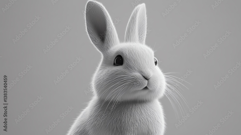 Obraz premium Cute white rabbit with expressive features.