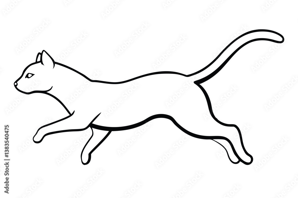 Fototapeta premium Sleek Outline of a Cat Leaping Forward with Grace, 