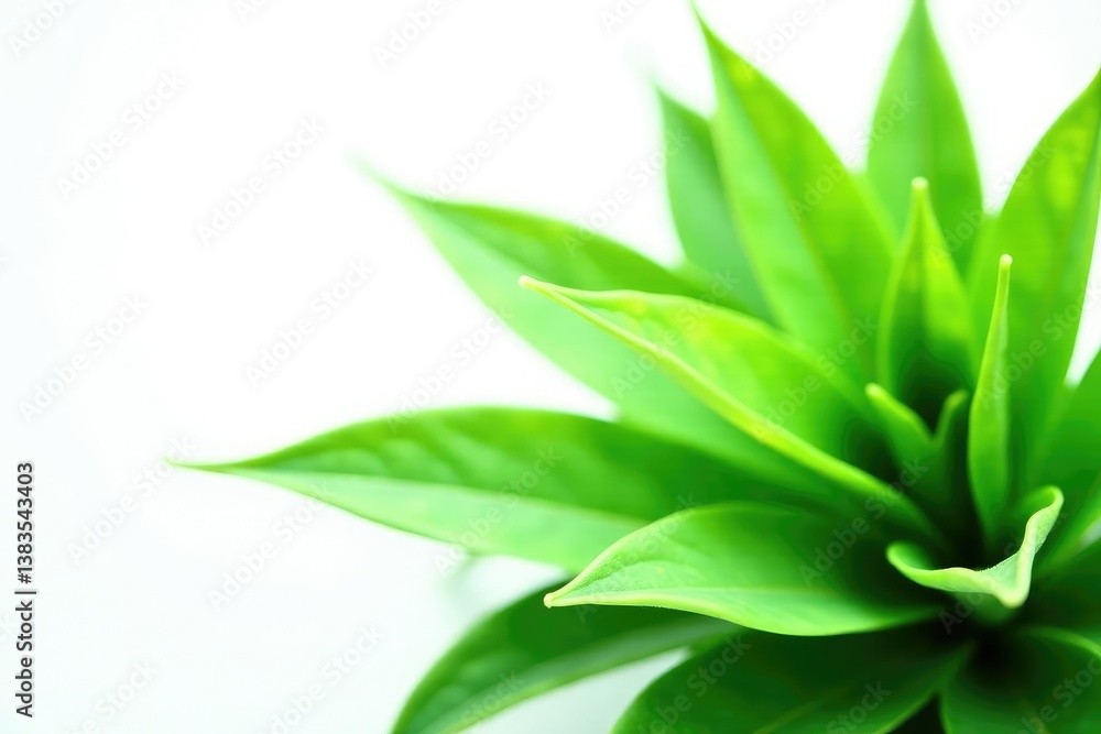Fototapeta premium Lush green plant on a simple white background, nature, isolated, plants