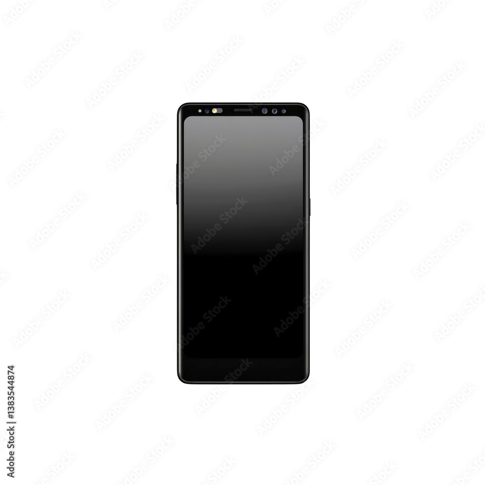 Sleek Black Smartphone Mockup on Transparent background Sleek Black Smartphone Mockup on Transparent background
