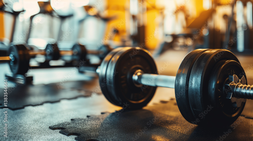 Obraz premium Gym, equipped with weights and various exercise tools, creating environment for effective workouts and strength training 