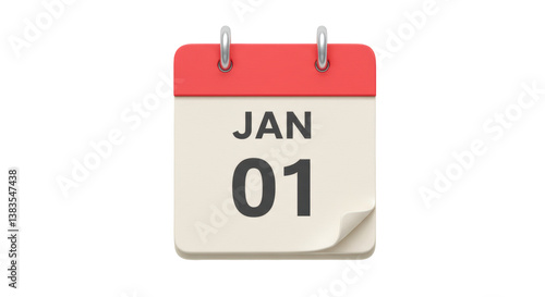 Isolated January 1st Calendar Page