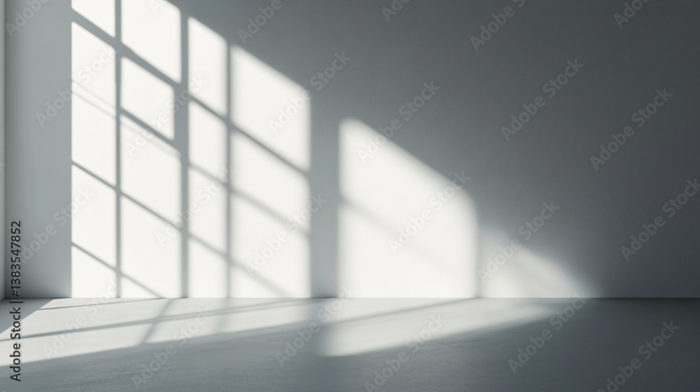 Sunlight streams through window onto empty room's wall Sunlight streams through window onto empty room's wall