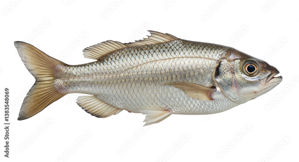 Isolated Silver Fish with Detailed Scales and Fins Isolated Silver Fish with Detailed Scales and Fins