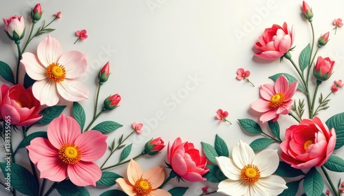 Subtle floral motif, endlessly repeating across surface, plant, floral