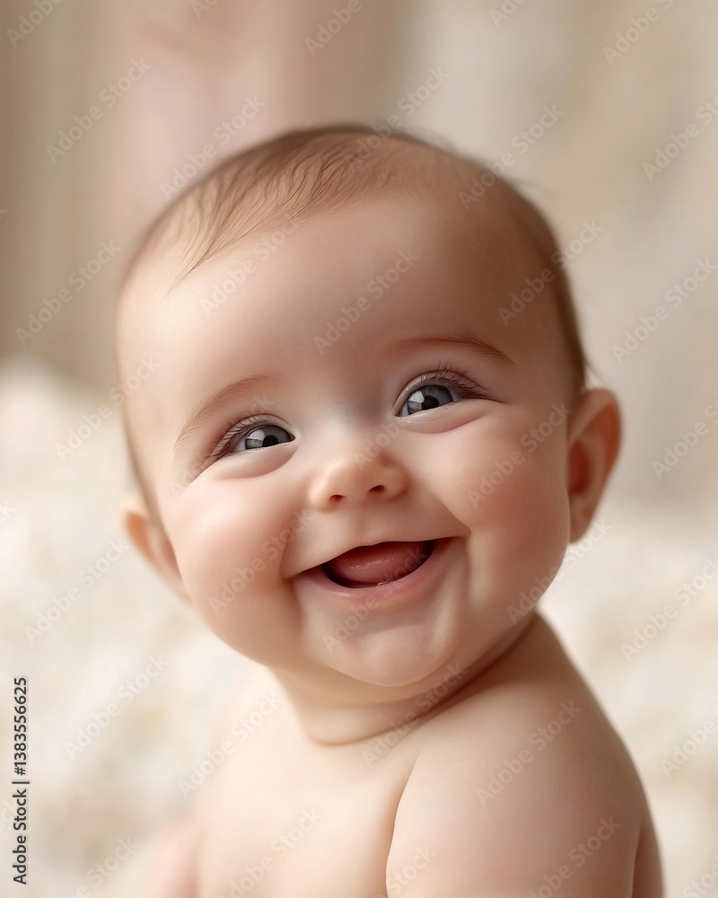 Adorable baby laughs joyfully revealing a charming gummy smile closeup Adorable baby laughs joyfully revealing a charming gummy smile closeup