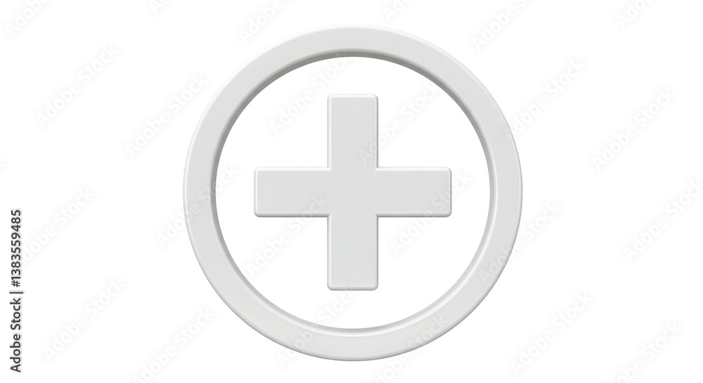 Isolated Medical Cross Symbol in White Circle for Healthcare Isolated Medical Cross Symbol in White Circle for Healthcare