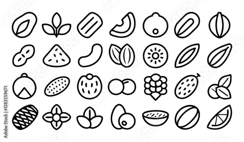 nuts and seeds icons seamless pattern isolated on
