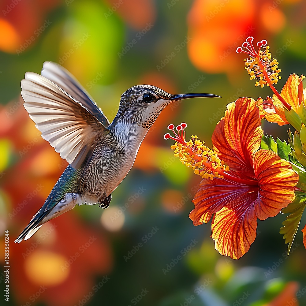 Fototapeta premium Graceful hummingbird in mid-air motion high resolution picture