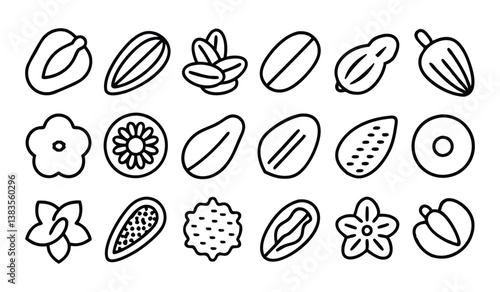 nuts and seeds icons seamless pattern isolated on