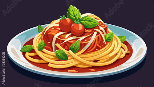 tagliatelle pasta with tomato sauce parmesan basil