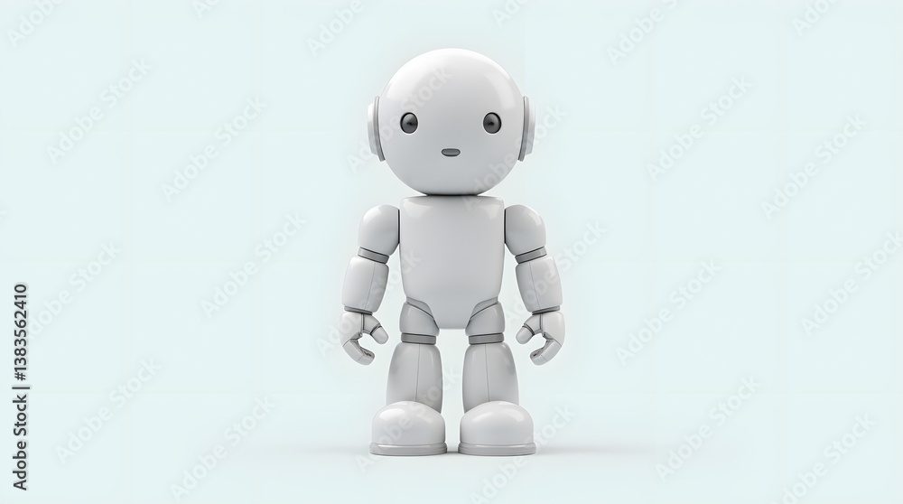Cute 3D robot character, full body, isolated on light background. Minimalist design, ideal for tech, AI, and futuristic concepts. Cute 3D robot character, full body, isolated on light background. Minimalist design, ideal for tech, AI, and futuristic concepts.