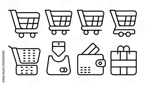 online shopping and e commerce blue editable strok