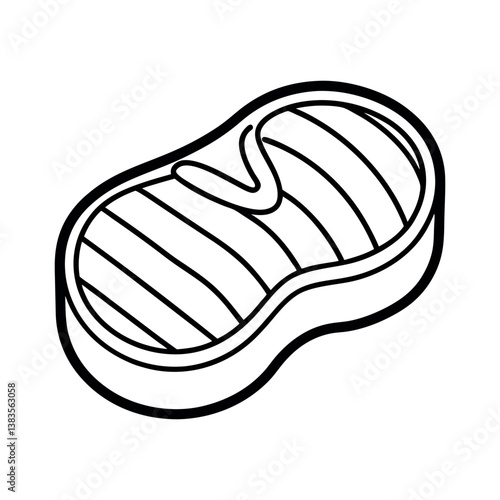 Black Vector Line art of Meat Food for Web Design

