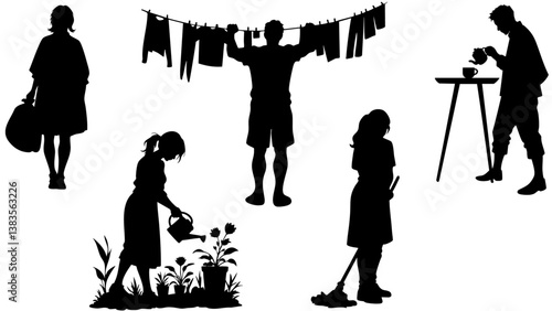 Stylish silhouettes set of daily life