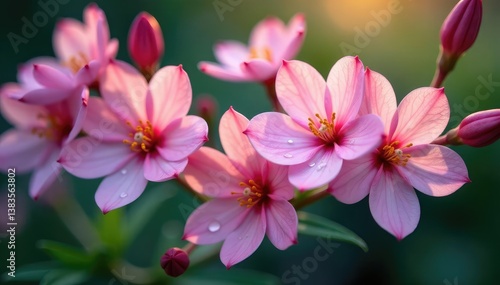Delicate blossoms arranged in a symmetrical diamond pattern , geometric, botanical, seamless