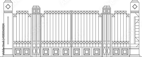 silhouette design vector illustration sketch image of classic vintage ethnic iron fence gate