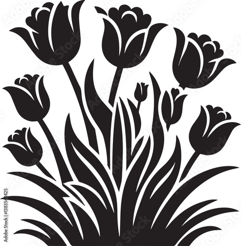 tulip flower vector, tulip flower logo vector, tulip flower vector illustration, tulip flower silhouette vector