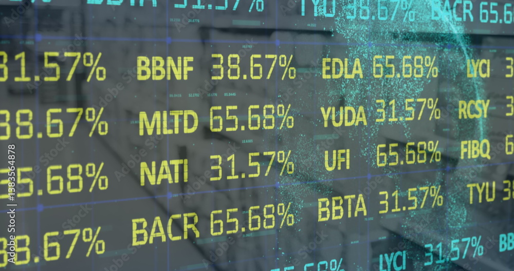 Obraz premium Image of financial data processing over shop interior