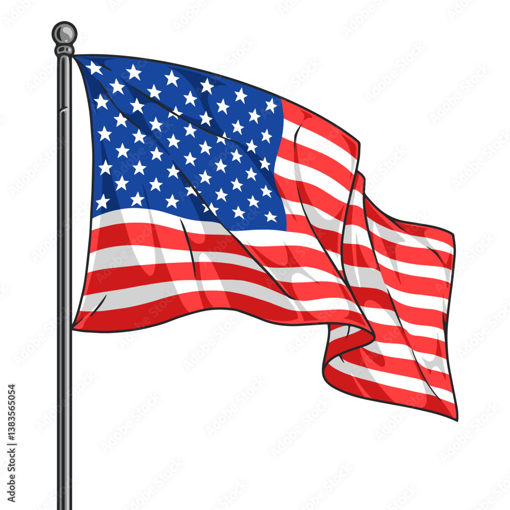 Fototapeta premium United States flag waving in the wind