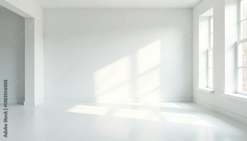 Fototapeta premium Bright, pristine white studio setting with empty space, pure, aesthetic, product