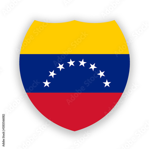 Venezuela flag in the shape of a shield isolated on white. Illustration Free Download Venezuela flag in the shape of a shield isolated on white. Illustration - GFXLoad