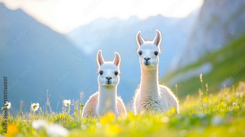 Fototapeta premium Llama Wild Animal Portrait In A Natural Environment