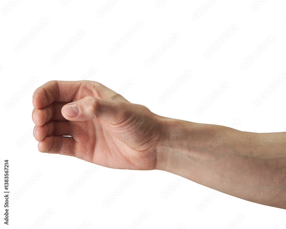 Close up of a male hand holding something isolated on a white background with clipping path. Close up of a male hand holding something isolated on a white background with clipping path.