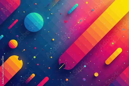 Abstract geometric shapes, vibrant colors, modern design, trendy, circle, bright