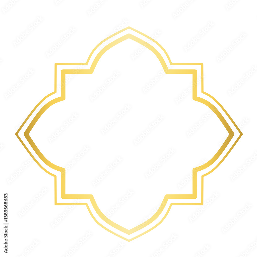 Golden Islamic Label Frame, Blank Banner with Gold Border Golden Islamic Label Frame, Blank Banner with Gold Border