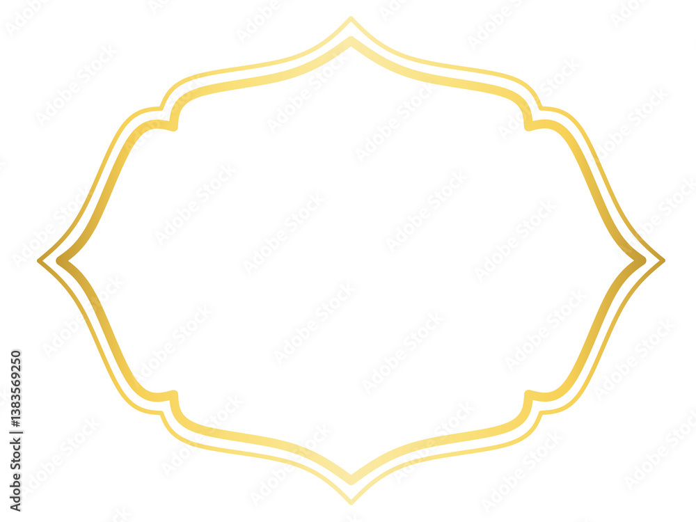 Golden Islamic Label Frame, Blank Banner with Gold Border Golden Islamic Label Frame, Blank Banner with Gold Border