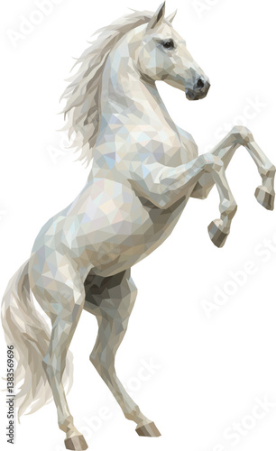 White Stallion
A pearly white stallion leaps in motion, symbolizing strength, grace, and majestic equestrian energy.
