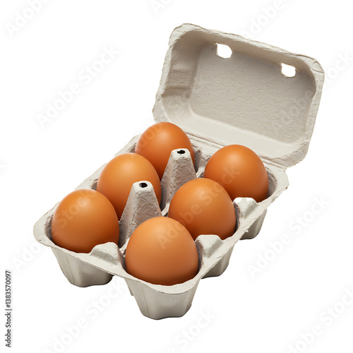 Eggs in carton isolated on white background 