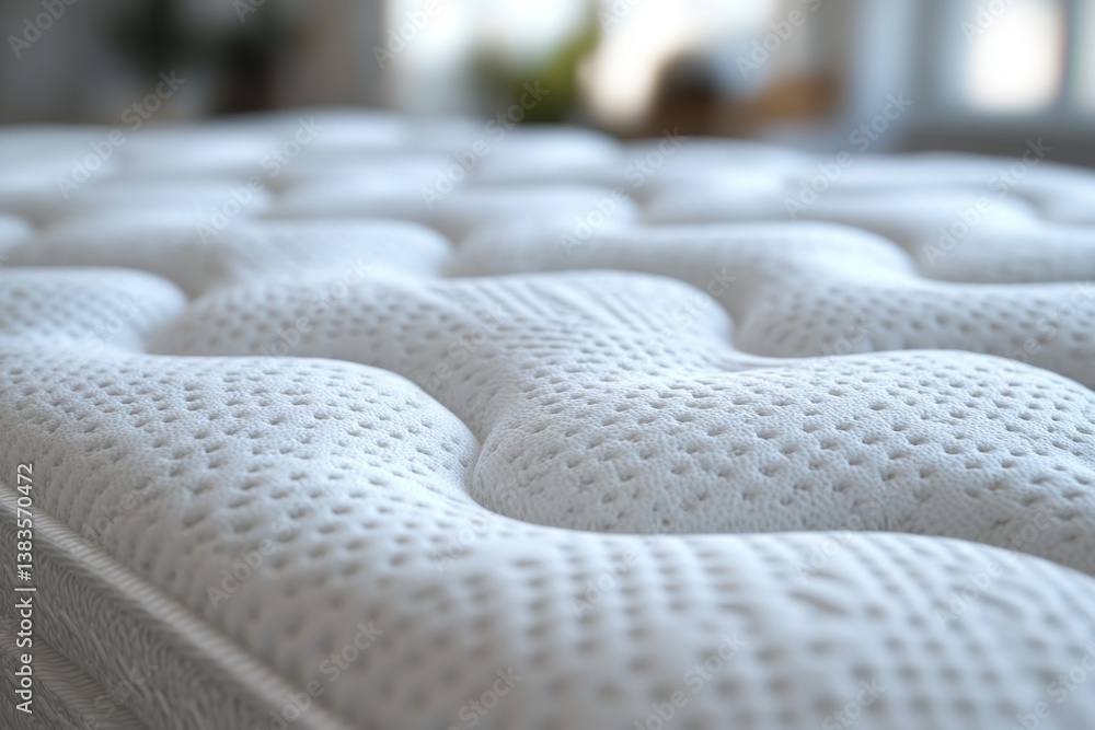 Fototapeta premium Soft, textured mattress surface promises a comfortable night's sleep, inviting relaxation and rest