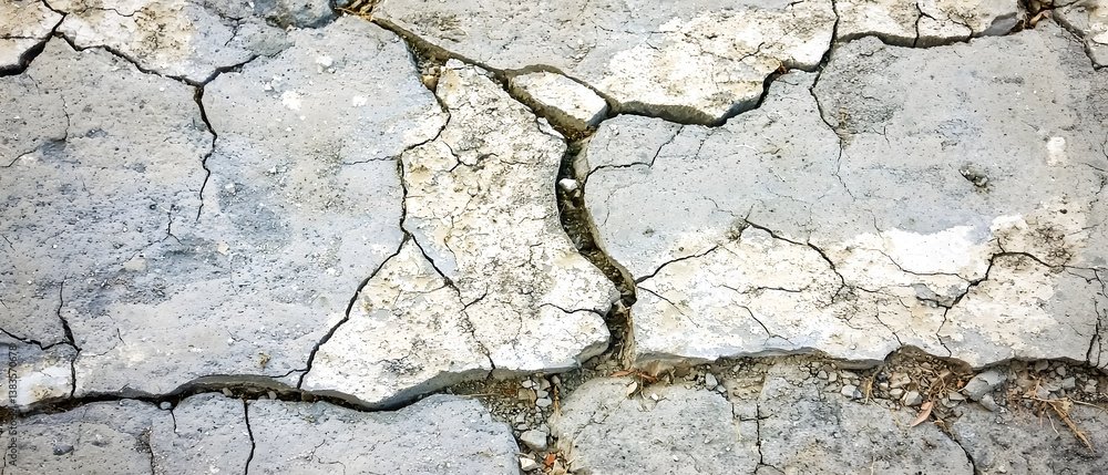 Fototapeta premium Cracked Dry Ground Surface with Textured Pattern and Fissures