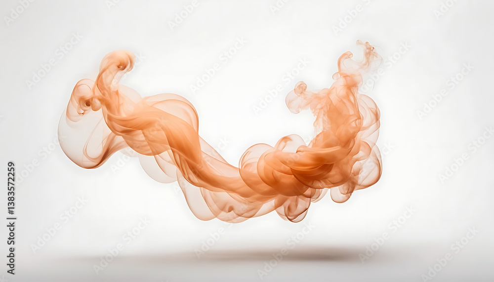 Fototapeta premium Abstract Orange Smoke Swirl Floating on White Background for Artistic Design