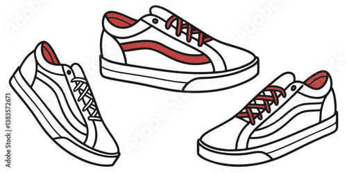 Stylish Vector Illustration of Trendy Sneakers for Fashion and Footwear Design, Perfect for Branding, Advertising, and Graphic Design Projects