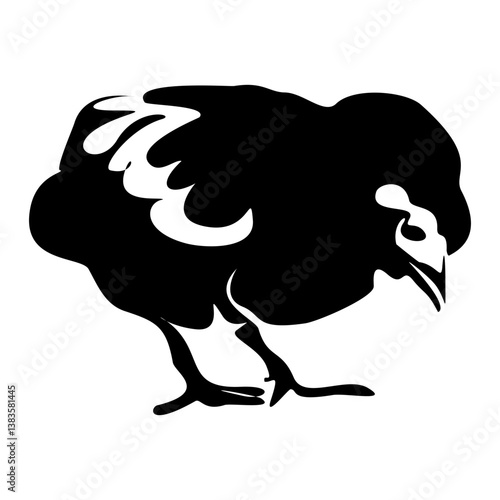 Black silhouette of the chick. Cute little chicken. vector illustration