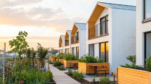A communal city garden connecting sustainable homes