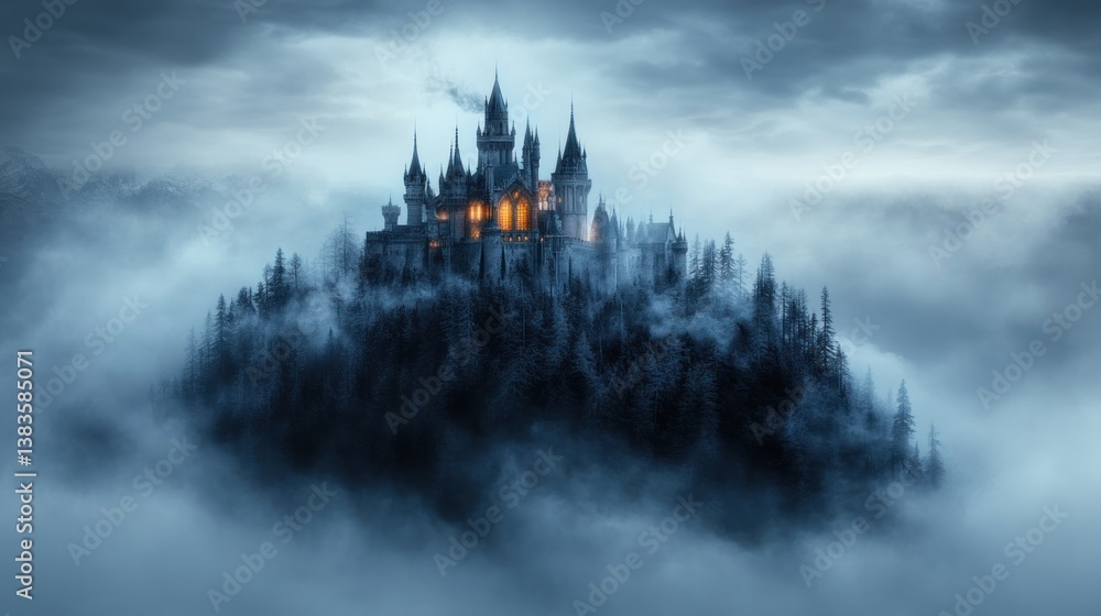 Enchanted Castle in Misty Mountains: A Fairytale Realm Enchanted Castle in Misty Mountains: A Fairytale Realm