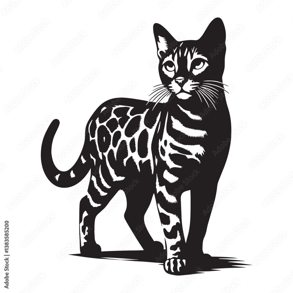 Obraz premium Striking Bengal silhouette, featuring its unique and captivating form – Bengal illustration – Bengal vector – cat silhouette