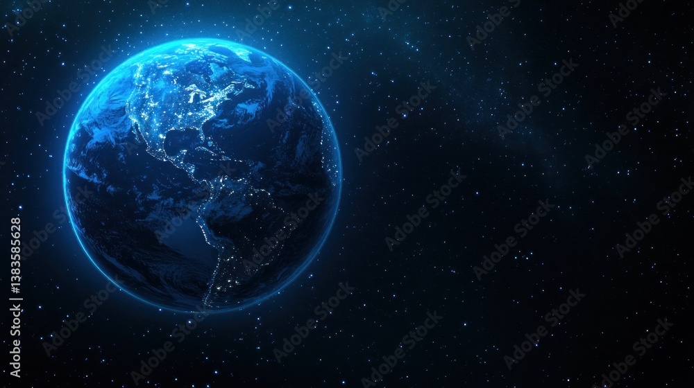 Blue Planet Earth at Night: A Celestial View of Our World Blue Planet Earth at Night: A Celestial View of Our World