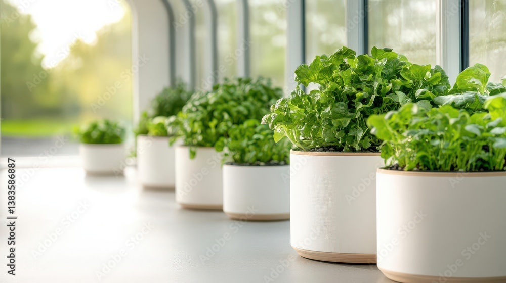 Fototapeta premium A sustainable living pod with an innovative indoor garden