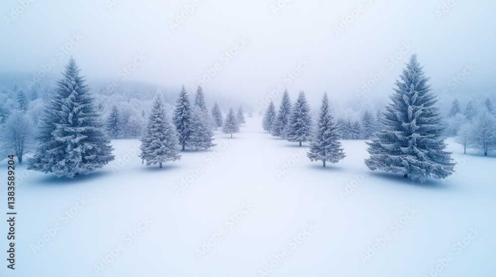 Enchanted Winter Wonderland: Frost-Covered Trees in a Misty Forest Enchanted Winter Wonderland: Frost-Covered Trees in a Misty Forest