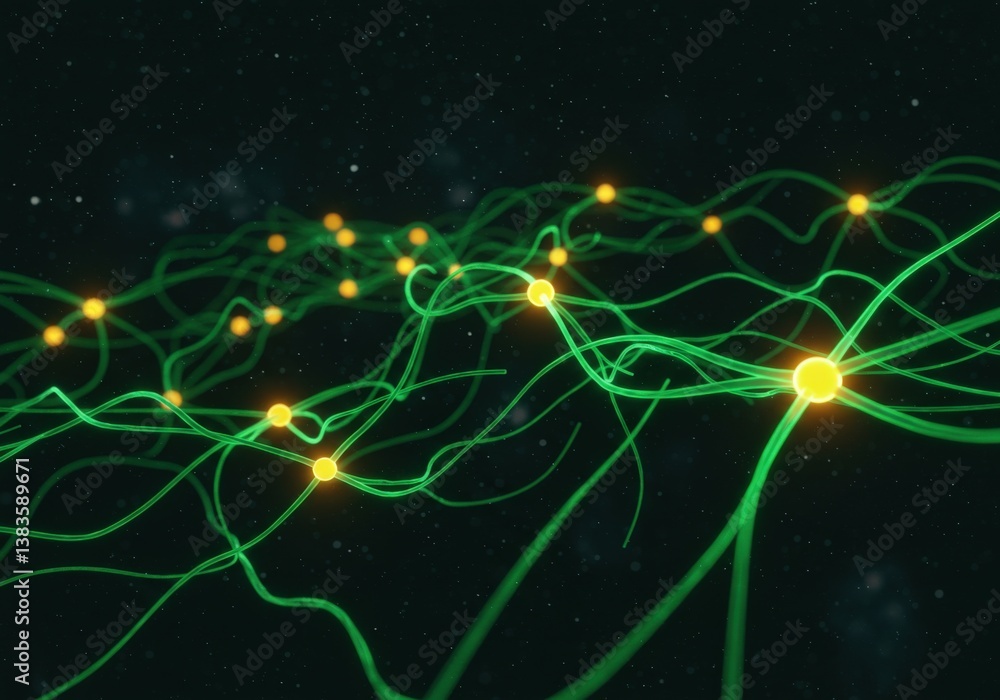 Fototapeta premium A captivating visualization of a neural network with glowing connections and nodes.