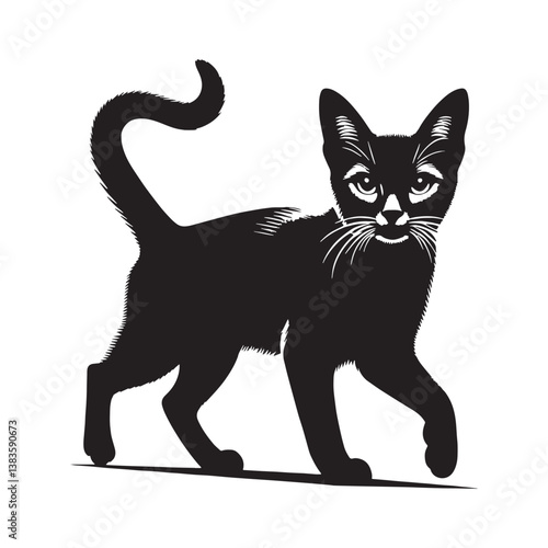 Mysterious Chausie silhouette, embodying its enigmatic and wild essence – Chausie illustration – Chausie vector – cat silhouette

