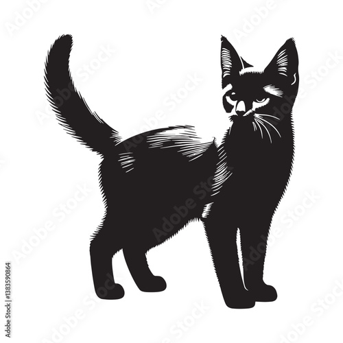 Agile Chausie silhouette, a representation of its quick reflexes and active nature – Chausie illustration – Chausie vector – cat silhouette

