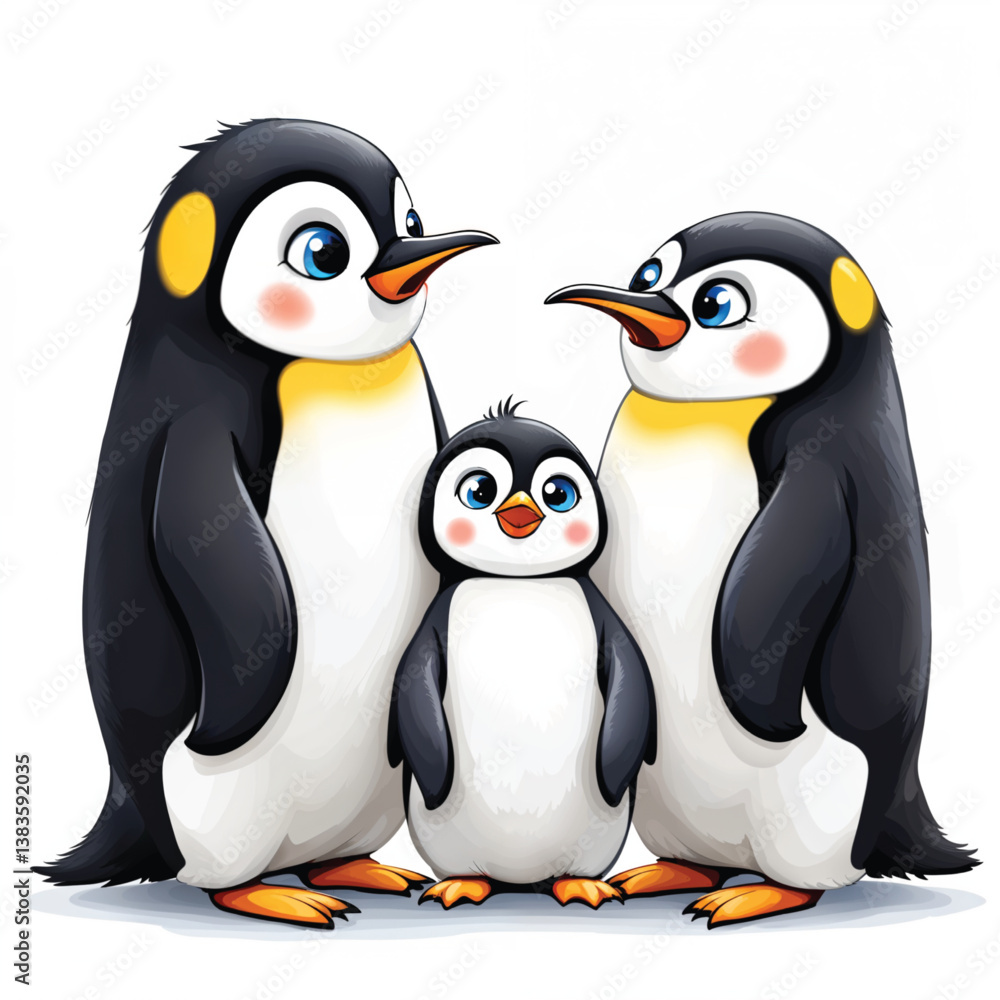 Obraz premium Adorable Cartoon Emperor Penguin Vector Illustration