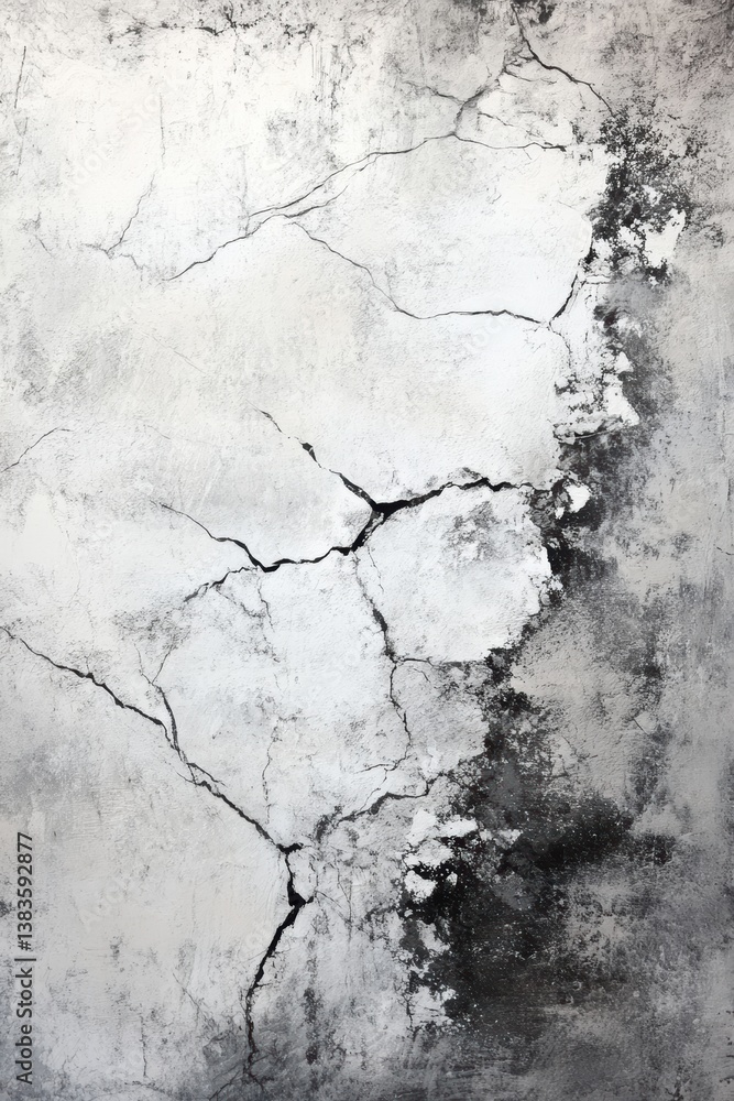 Fototapeta premium Cracked concrete wall texture urban setting background image grunge environment abstract viewpoint