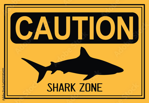 caution shark zone sign board illustration, suitable for warning projects